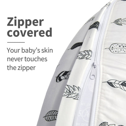 BABY Nursing Pillow Cover Slipcover,100% Organic Cotton ,Soft and Comfortable,Feathers Design,Maternity Breastfeeding Newborn Infant Feeding Cushion Cover, ZT01